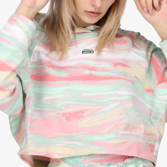 Adidas Pastel Marble Crop Hoodie - Picture 5 of 5